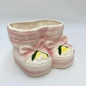 Vintage Parma AAI Pink Pair of Baby Girl Booties Ceramic Nursery Planter Japan